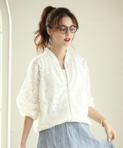 総レースブルゾンジャケット