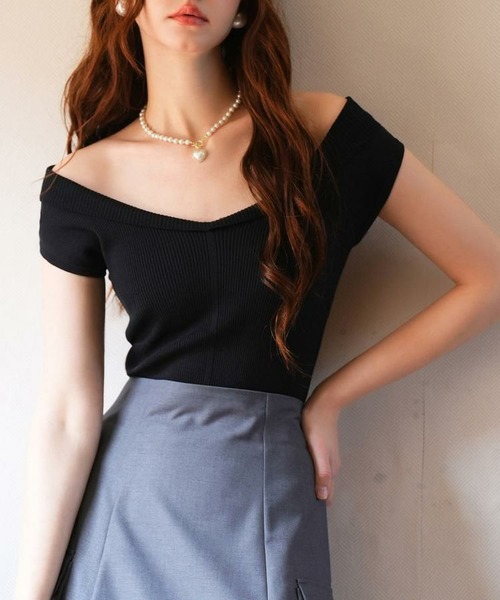 2wayノースリーブリブ編みサマーニット