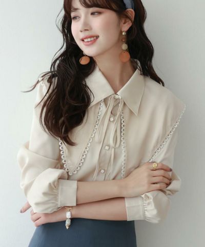 付け襟2Wayビッグカラーブラウス