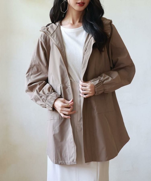 フード付きオーバーシルエットライトコート