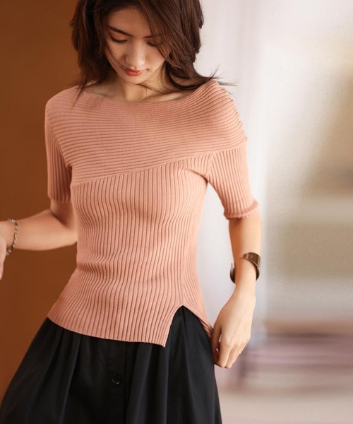 イレギュラースリーブサマーニットプルオーバー