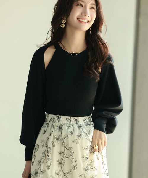 ノースリーブニット・ボレロ風カーディガンアンサンブル