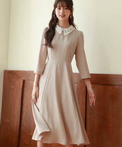 付け襟2Wayフレアワンピース