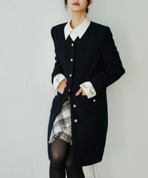 2wayシャツレイヤード風Aラインコート