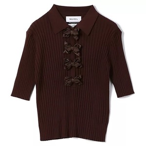 MUVEIL リボン付きポロプルオーバー