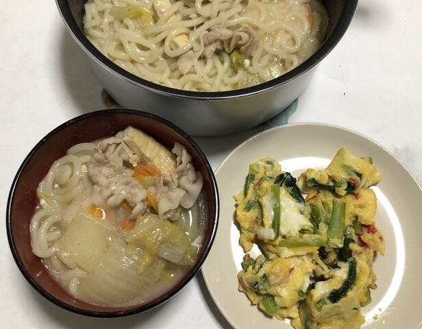 昨日の晩御飯 うどん ニコニコ貧乏生活