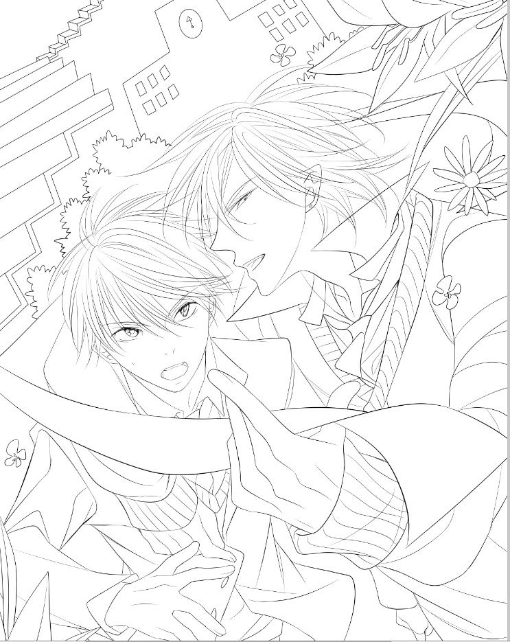 創作bl漫画表紙ペン入れ線画 黒肉球 創作bl漫画表紙ペン入れ線画 黒肉球