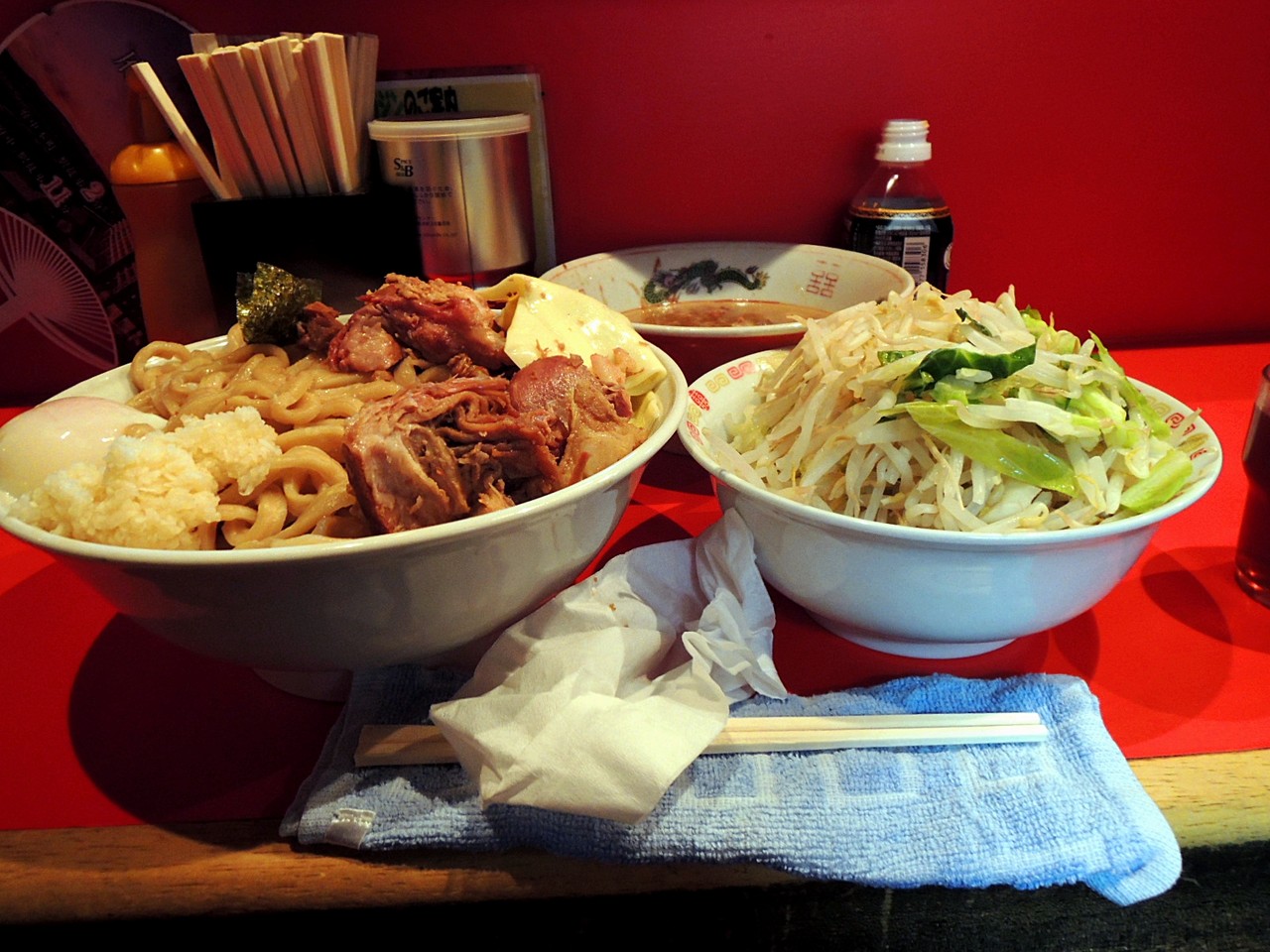 ラーメン二郎 府中店 ブタ玉子入りザルラーメン あつもり 大盛り ３ 撃沈日記