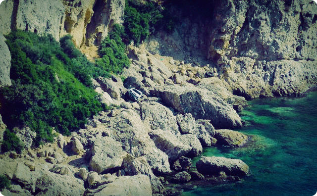 崖下に車が転落