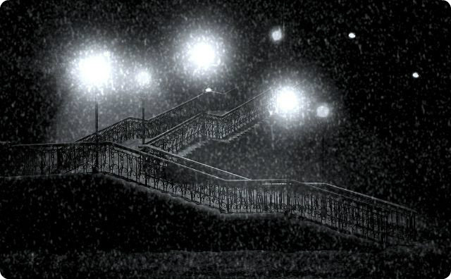 階段、夜