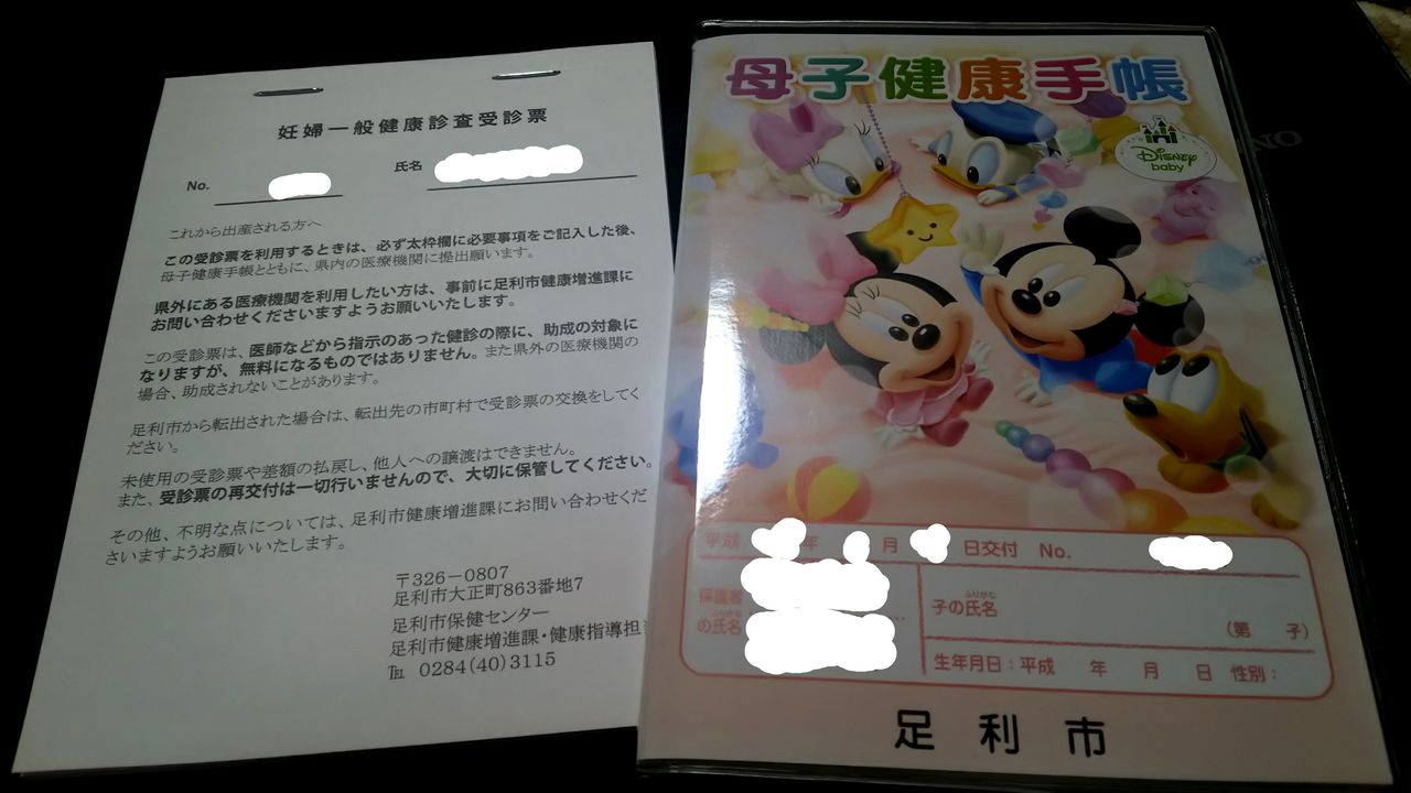 足利市の母子手帳 妊婦日記
