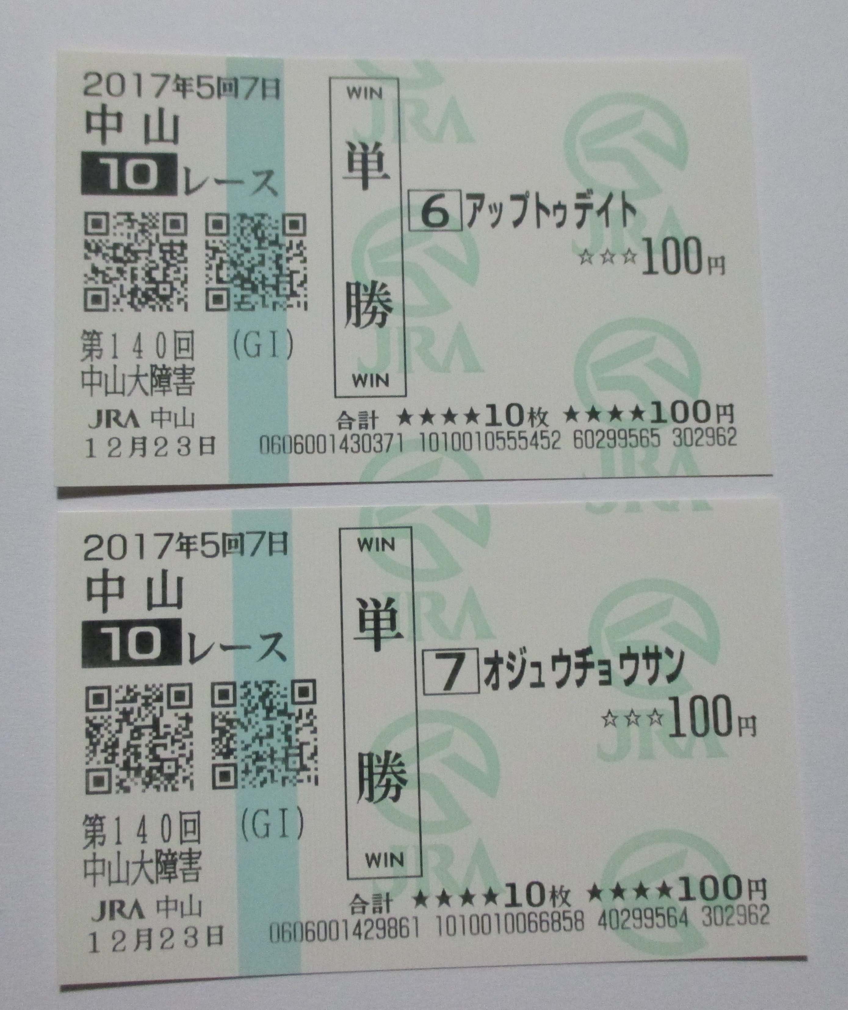 低価，人気セール 古い馬券 ゴールドアクター 第60回有馬記念 現地的中