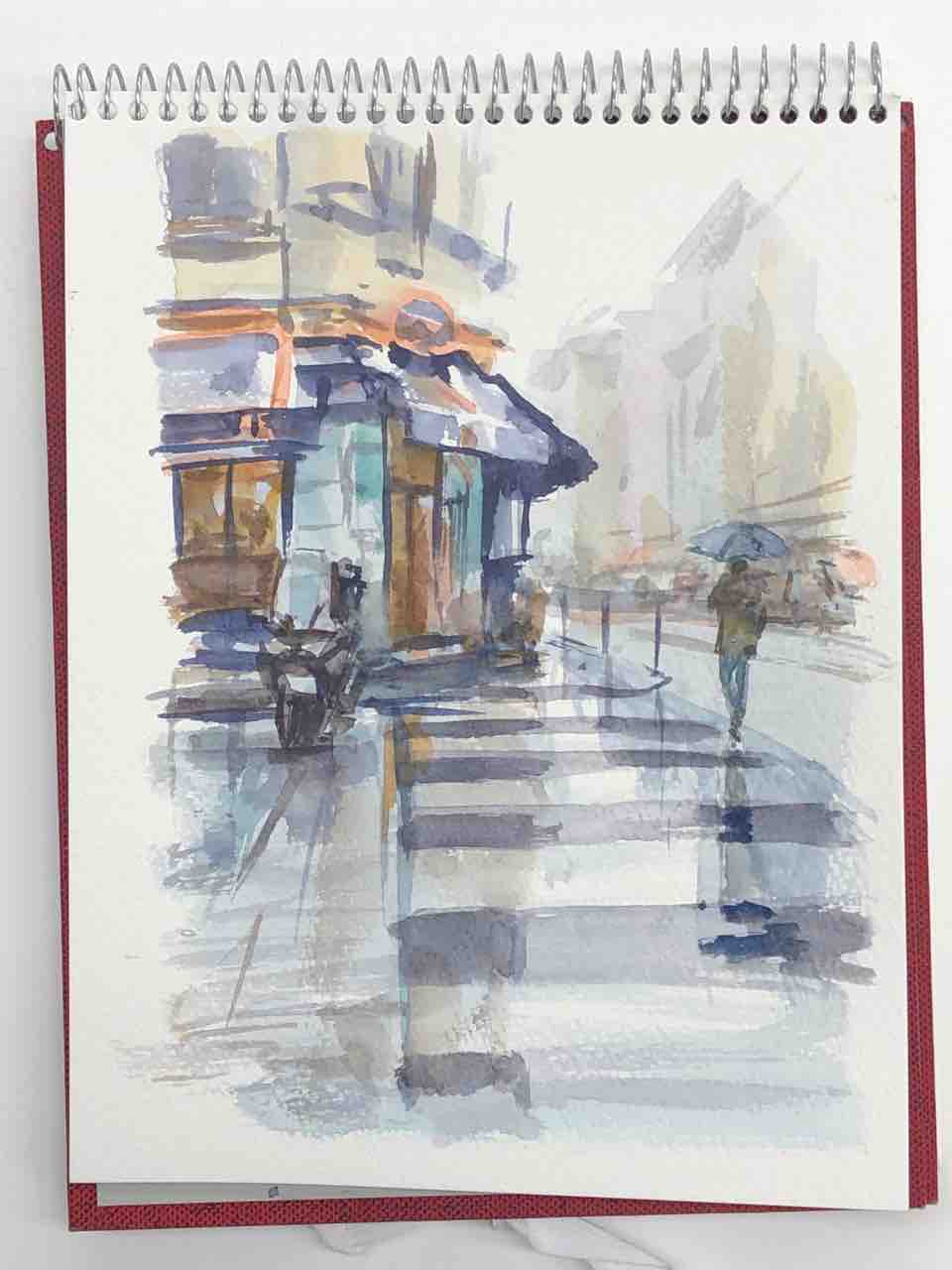 小さな水彩 雨のパリ : 西滝直人 アトリエ日記
