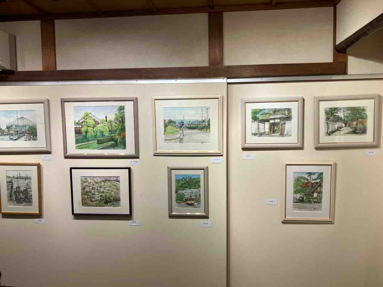 肉筆 梅原宏夫 リーガの森と電車 水彩画 風景画 高槻アートデアート 梅原宏夫の世界展 : 西滝直人 アトリエ日記