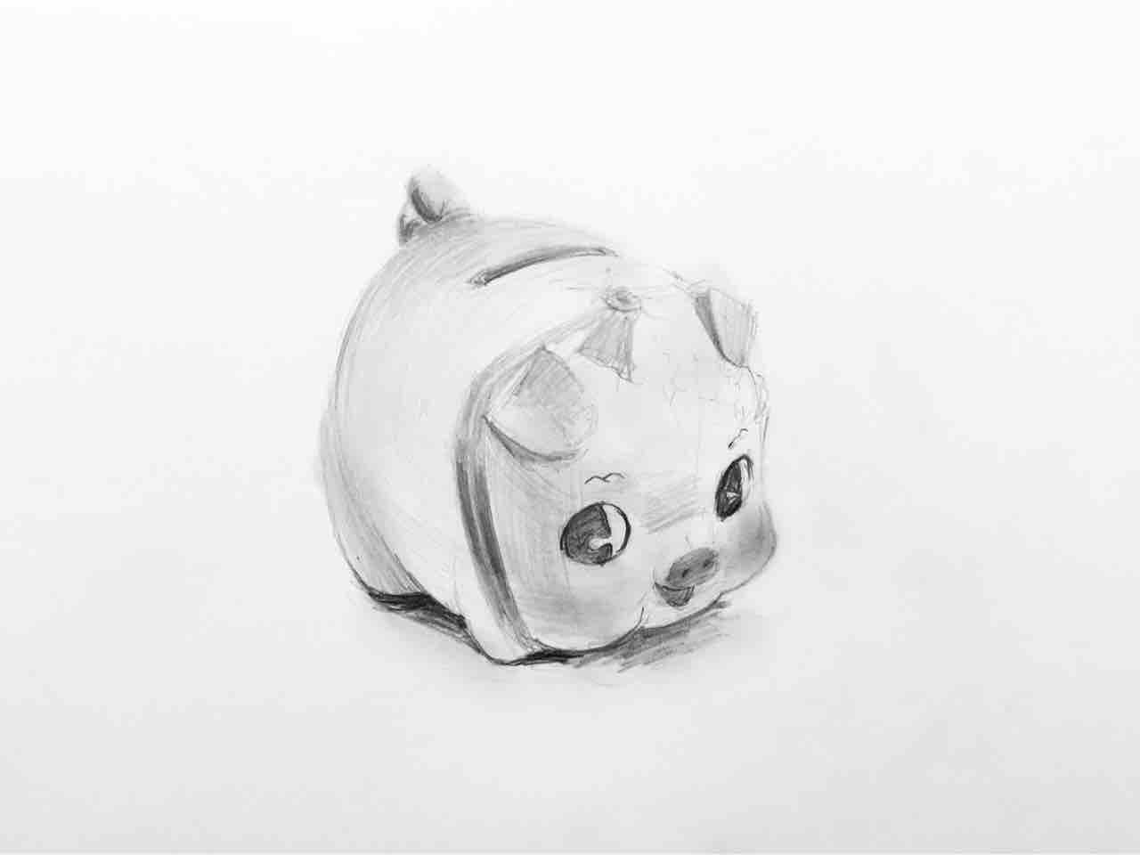 ブタの貯金箱デッサン 西滝直人 アトリエ日記 ブタの貯金箱デッサン 西滝直人 アトリエ日記