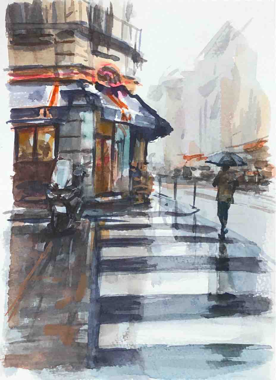 小さな水彩 雨のパリ : 西滝直人 アトリエ日記