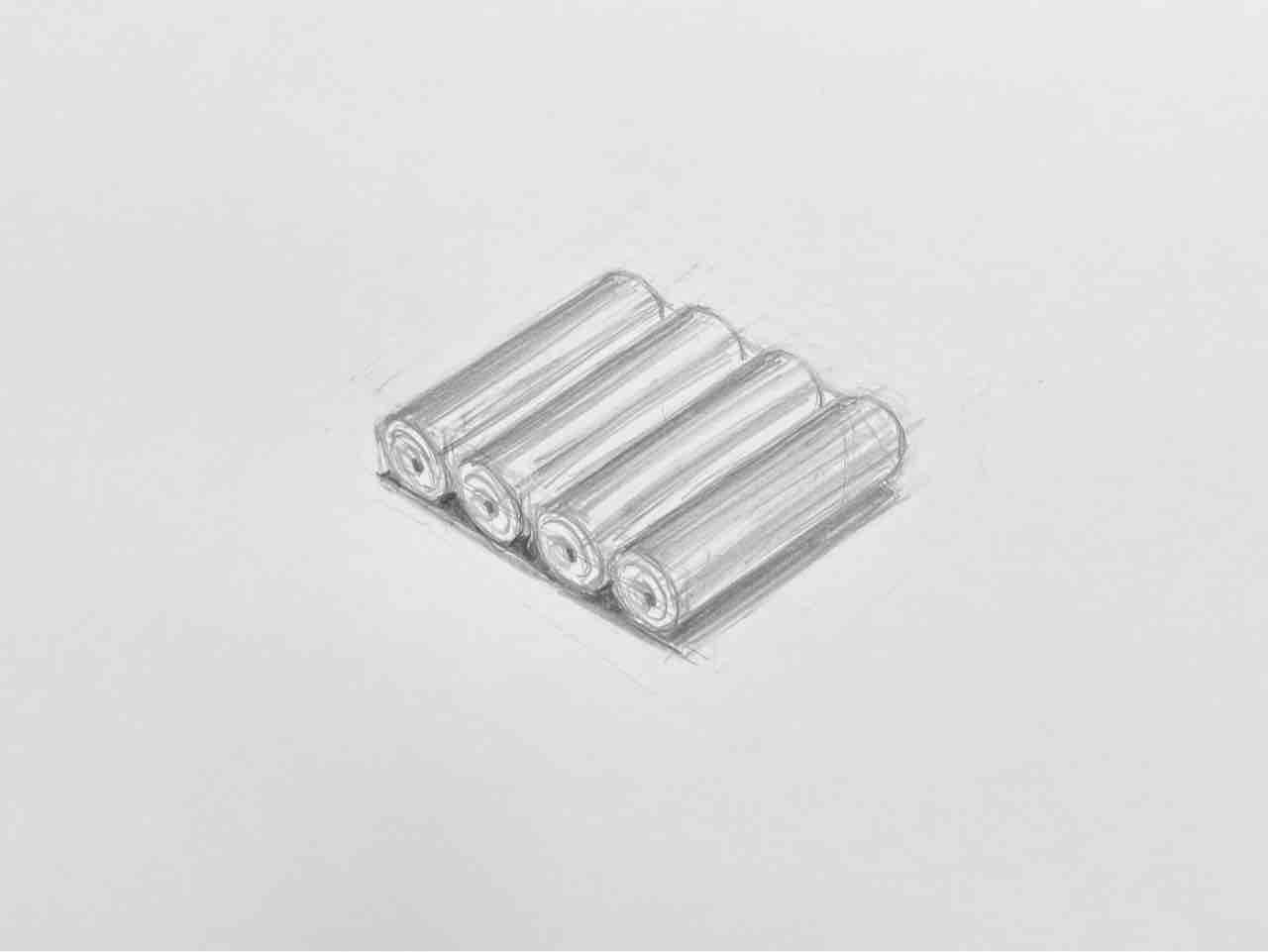 アルカリ乾電池、デッサン画 アルカリ乾電池パックのデッサン : 西滝直人 アトリエ日記