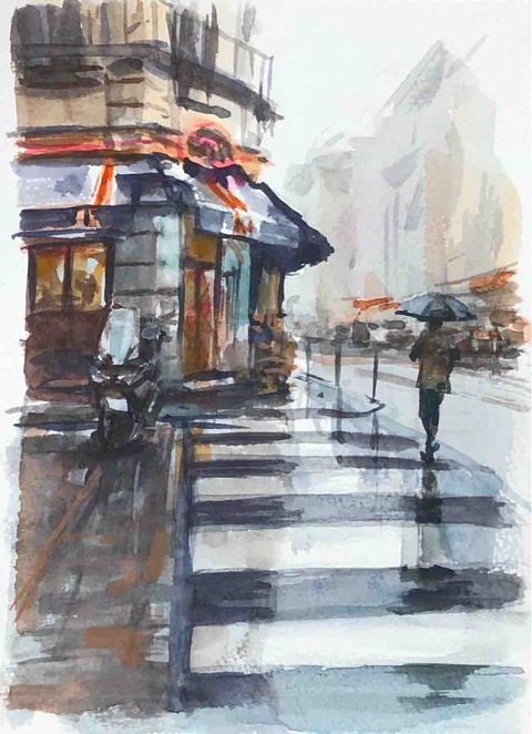 小さな水彩 雨のパリ : 西滝直人 アトリエ日記