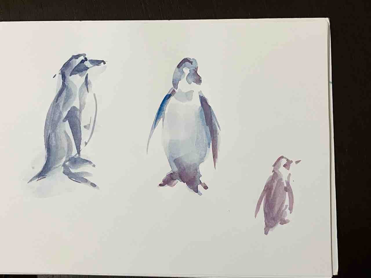 油彩画 ジェンツーペンギン 油彩画 ジェンツーペンギン