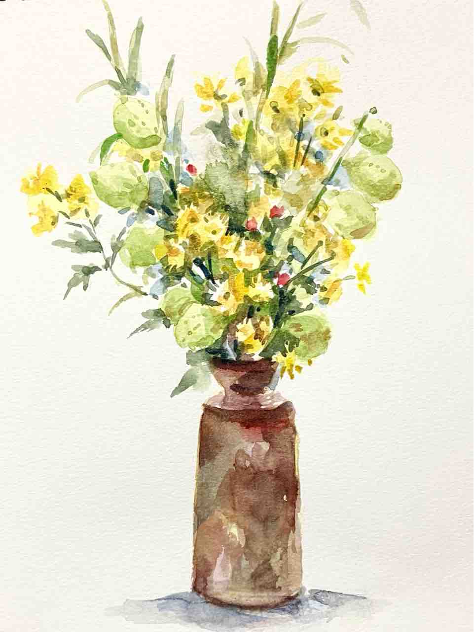 フウセントウワタと菊 水彩で描きました : 西滝直人 アトリエ日記
