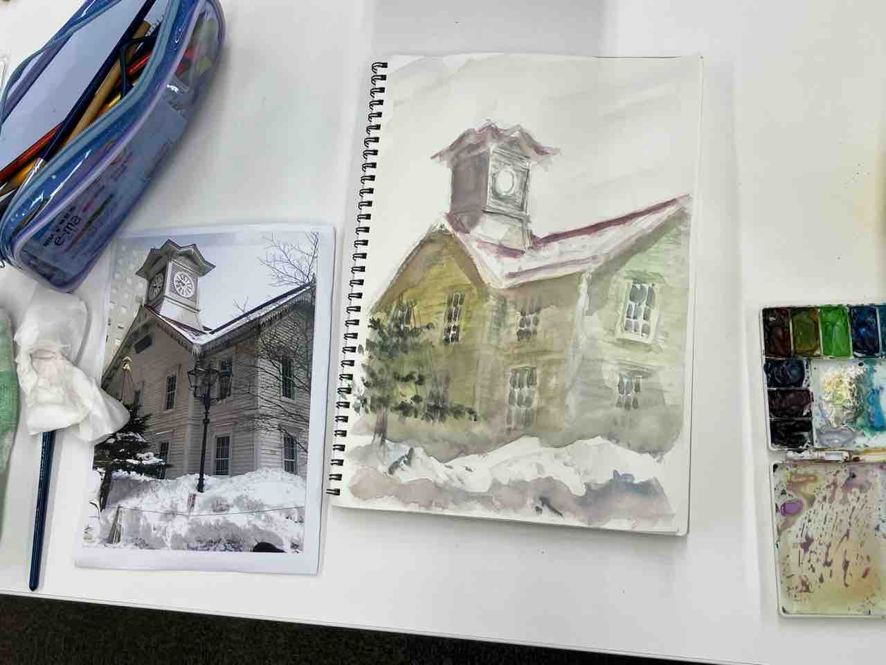 札幌の時計台 水彩で描きました : 西滝直人 アトリエ日記