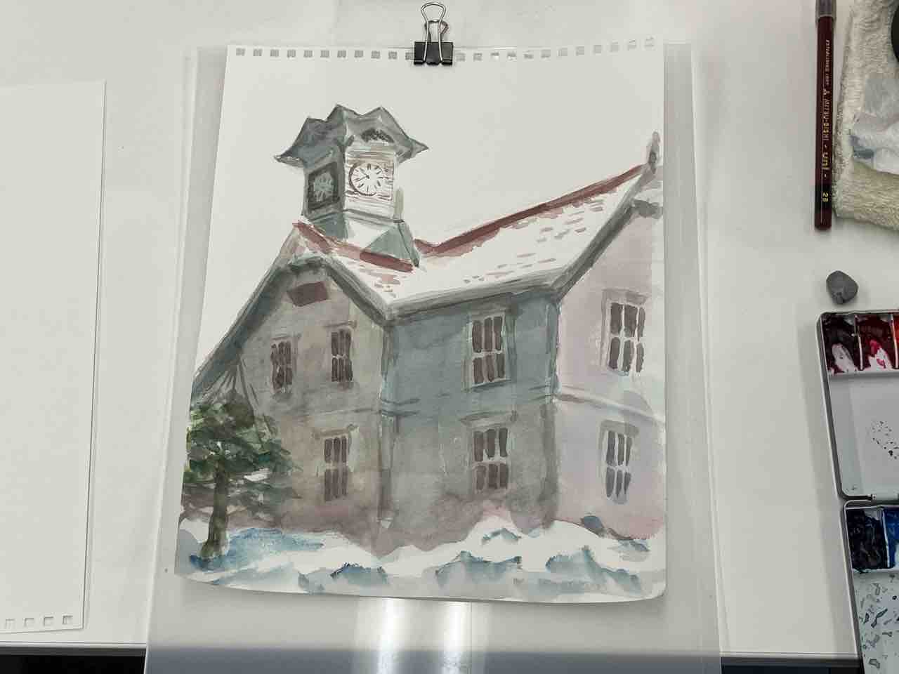 札幌の時計台 水彩で描きました : 西滝直人 アトリエ日記