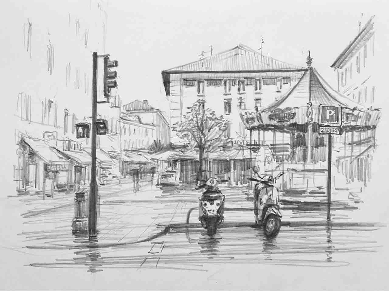 南フランス 鉛筆スケッチ : 西滝直人 アトリエ日記