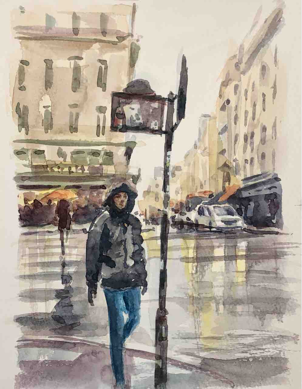 小さな水彩 雨のパリ(その2) : 西滝直人 アトリエ日記