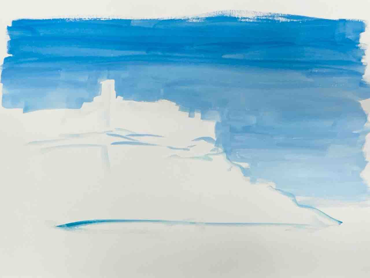 赤 青 黄 の三原色で描く 不透明水彩 風景画 : 西滝直人 アトリエ日記