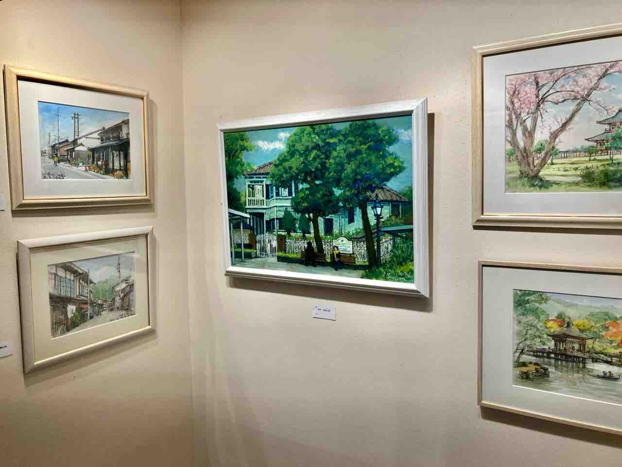 肉筆 梅原宏夫 リーガの森と電車 水彩画 風景画 高槻アートデアート 梅原宏夫の世界展 : 西滝直人 アトリエ日記