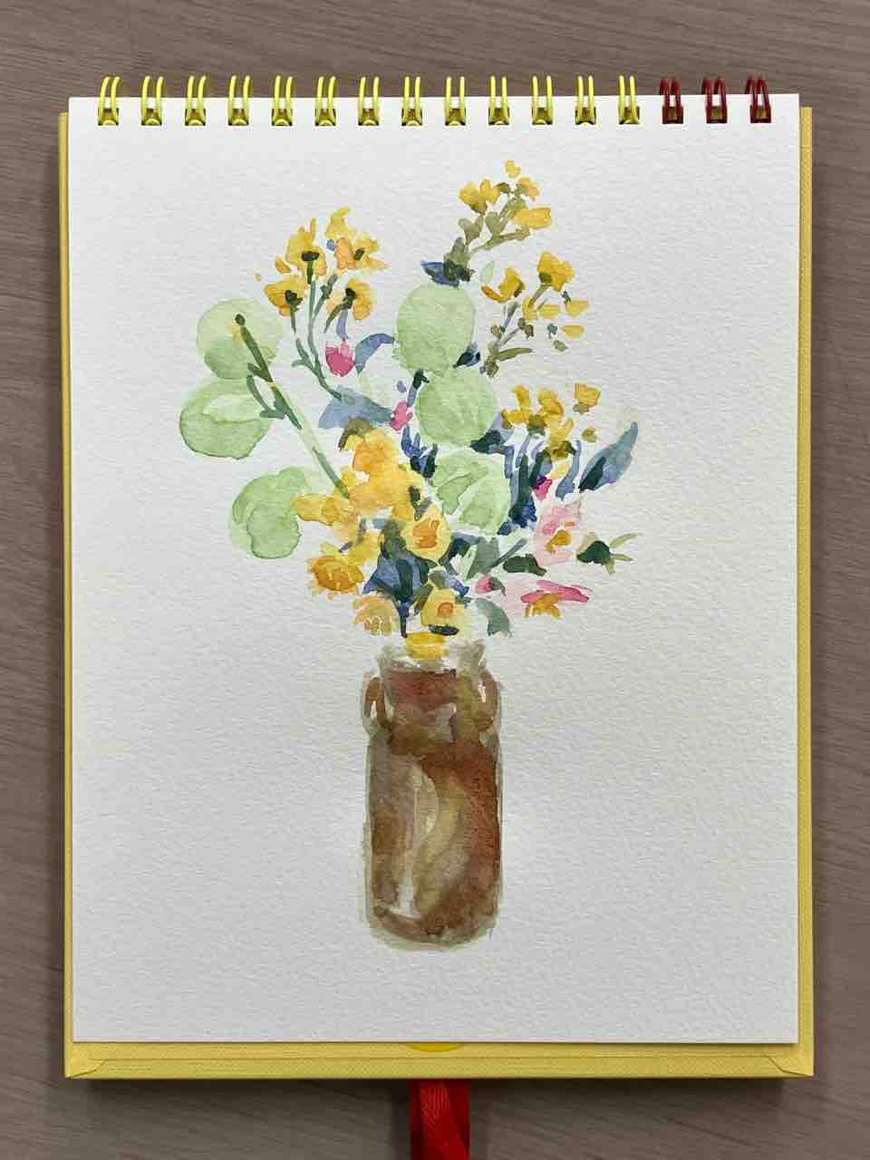 フウセントウワタと菊 水彩で描きました : 西滝直人 アトリエ日記