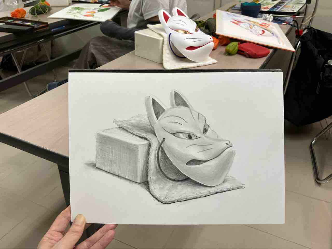 狐のお面のデッサン : 西滝直人 アトリエ日記