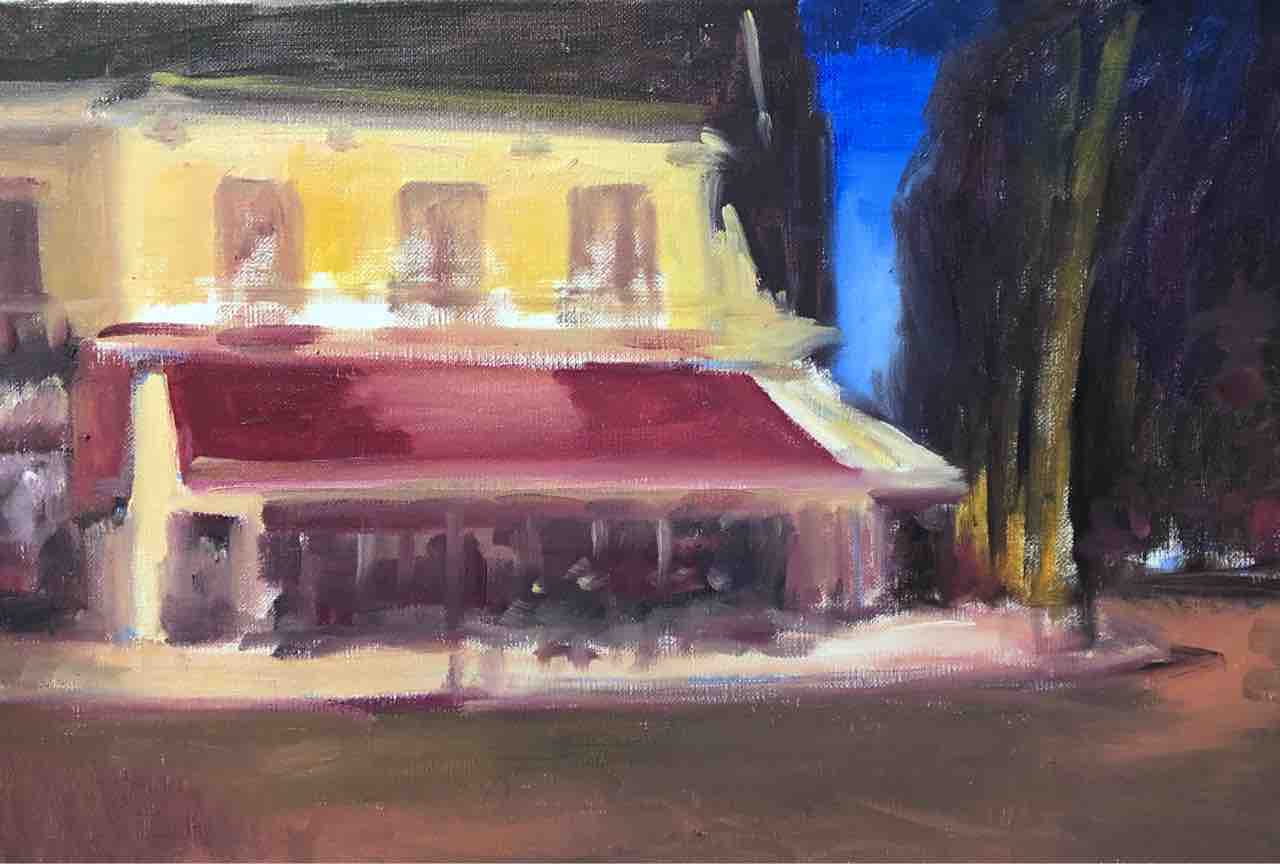 夜のパリ絵画 ギィ・デサップ GUY DESSAPT パリ バスティーユ広場の夜