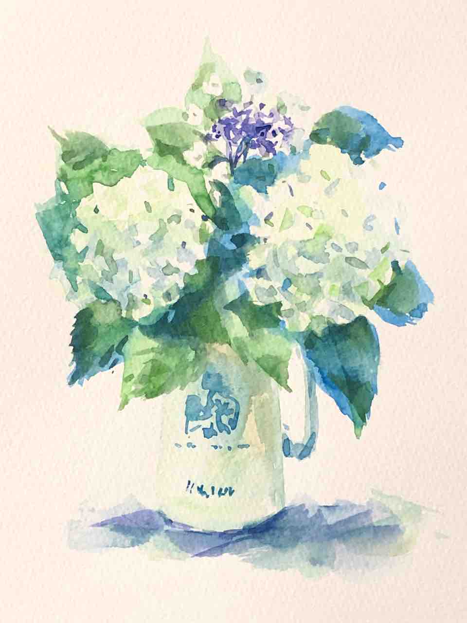 M. Martin 水彩画 「滝」サイン入り 水彩画 l 滝と青もみじ l watercolor - YouTube
