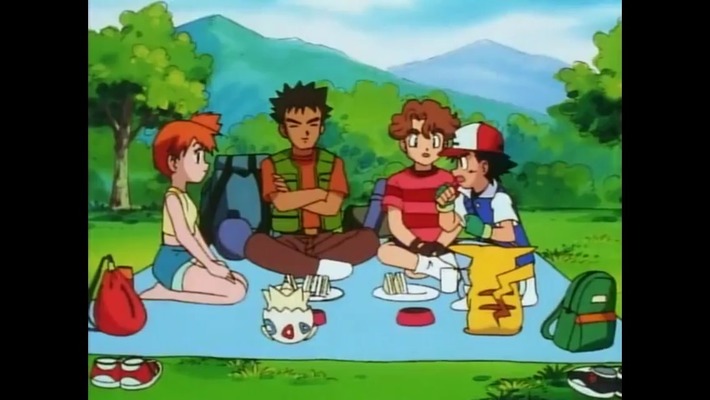 ポケモンのカスミ「ノーブラヘソ出し、ホットパンツに素足スニーカーで男2人と旅してます」