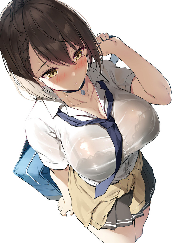【画像】爆乳JKさん、汗でブラが透けまくるｗｗｗ