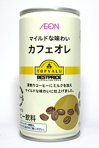 缶コーヒー トップバリュー マイルドな味わい カフェオレ