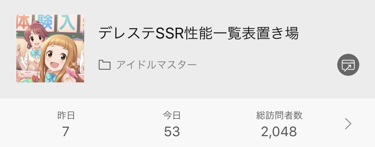 デレステssr性能一覧表置き場