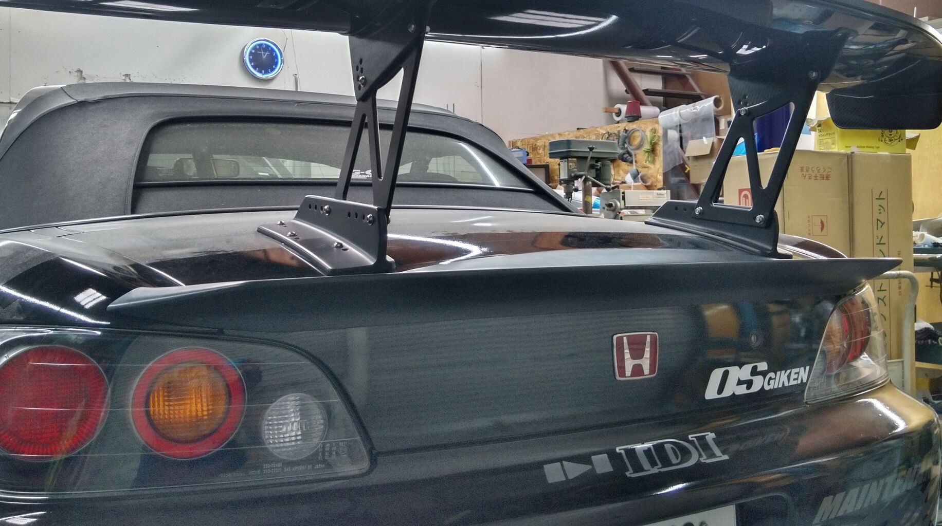 [美品] S2000 タイプS リアスポイラー 黒 リアウイング S2000ワンオフ三分割リアスポイラー