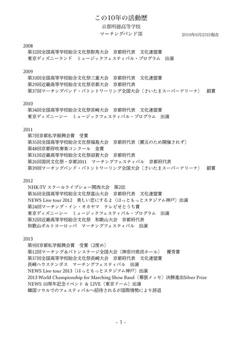 プロフィール 京都明徳高校マーチングバンド部日記