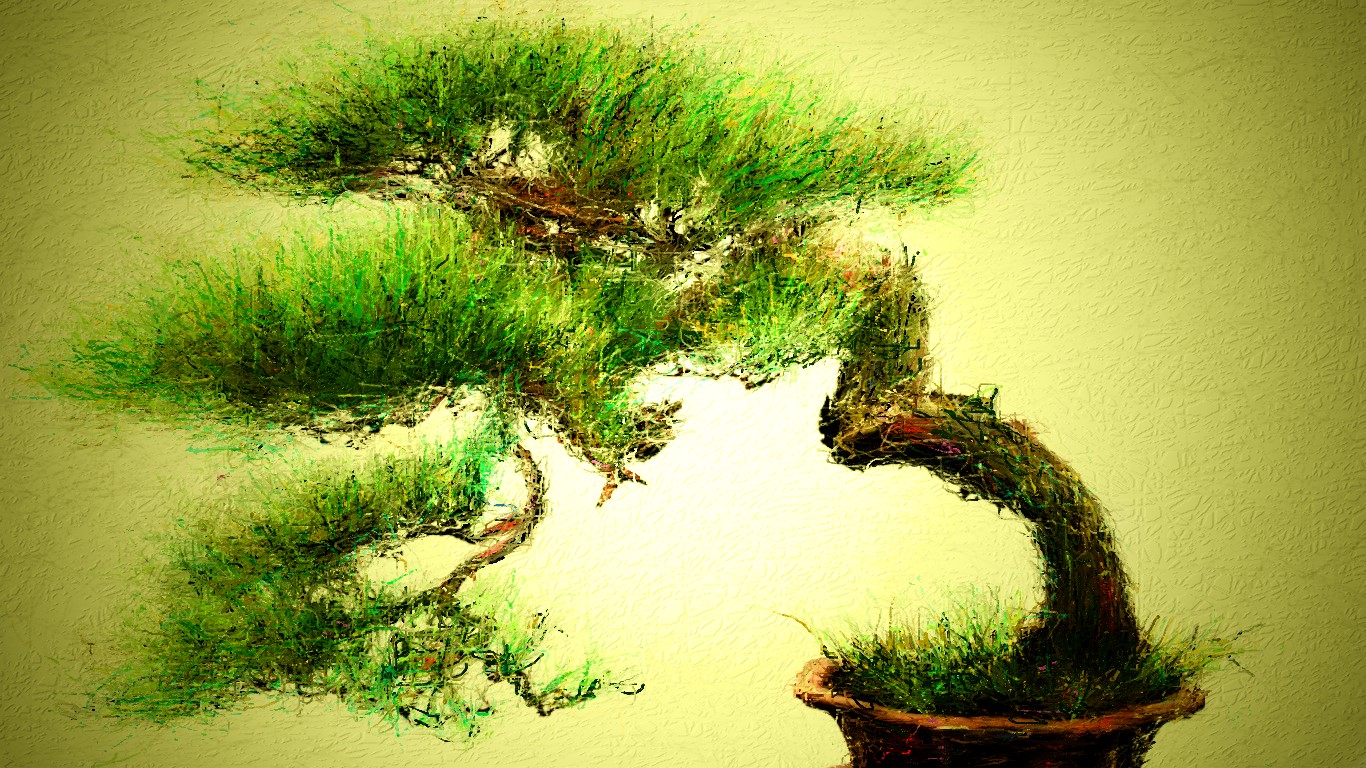 『盆栽』　蜜蝋画　水彩画　イラスト maxresdefault.jpg?sqp=-