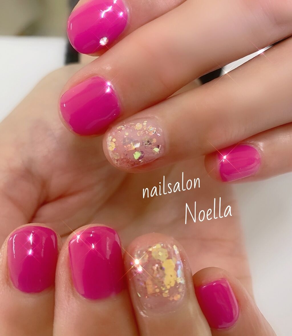 ビビッドピンクネイル 大和郡山市ネイルサロンnoella