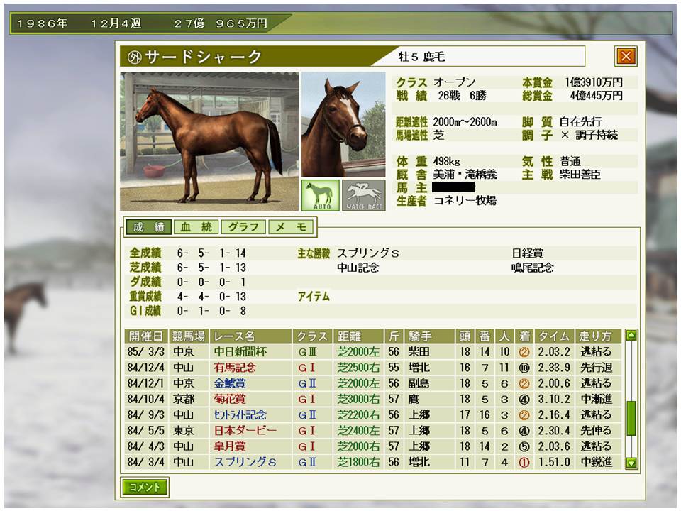 ウイニングポスト7 13 自家生産馬出走 Free And Free ウイニングポスト7 13 自家生産馬出走 Free And Free