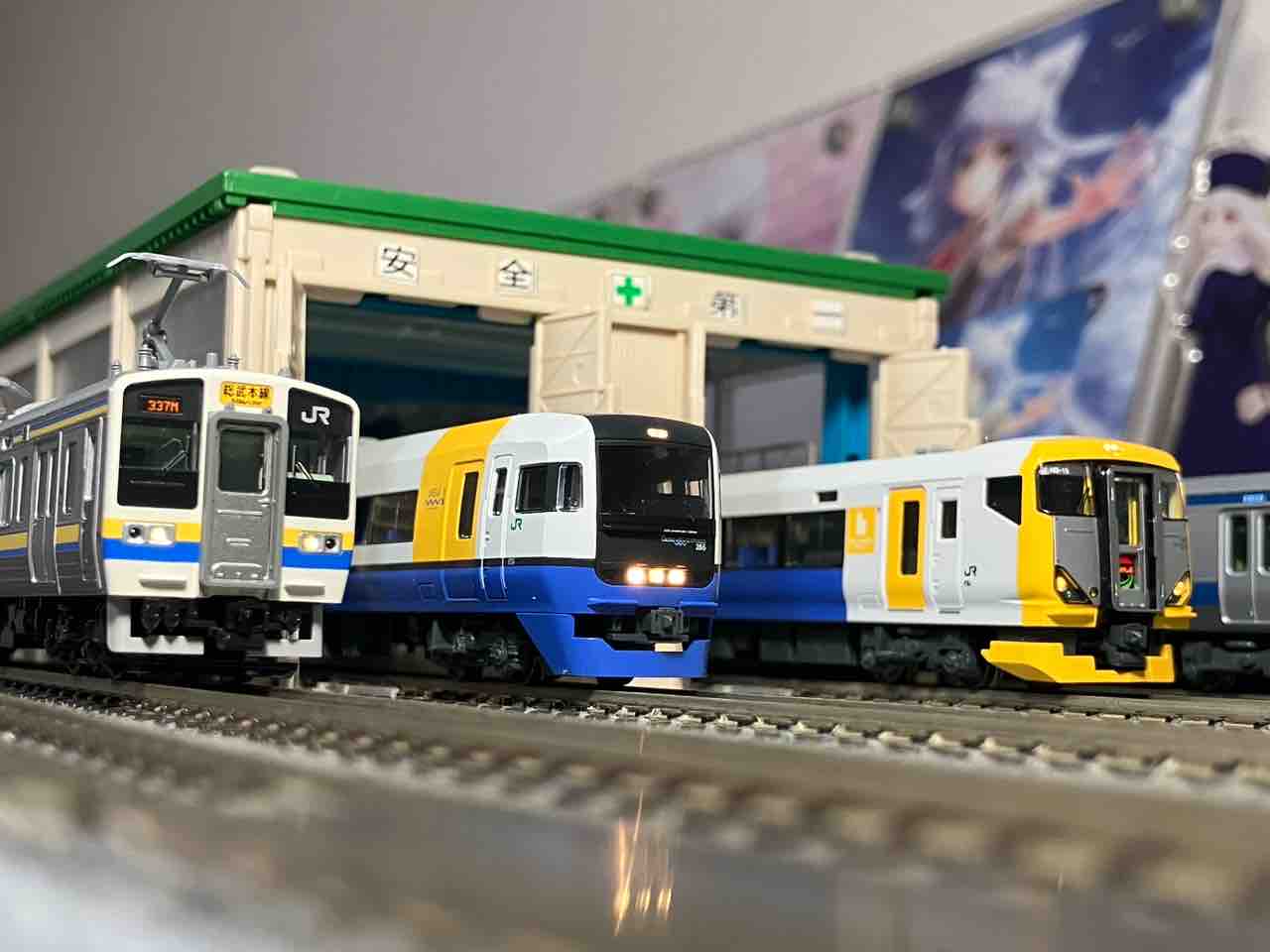 KATO 211系3000番台 房総色 パンタ増設編成 入線 : 夏島鉄道