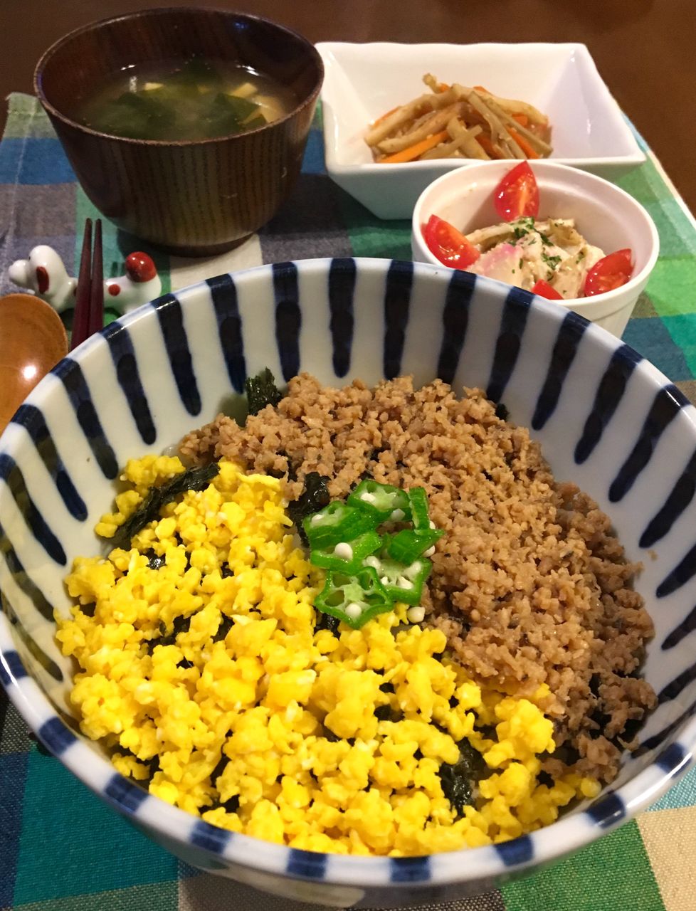 きのこでカサ増し カロリーオフ E 甘辛 鶏そぼろ丼 Noleの もぐもぐ日記
