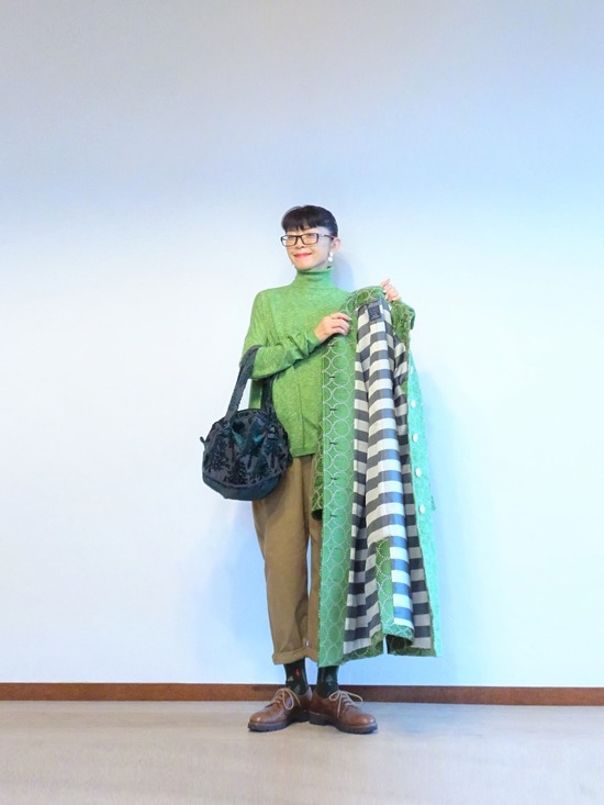 45Rガーゼタートル緑&チノサロペット&タンバリンコートその4 (6)