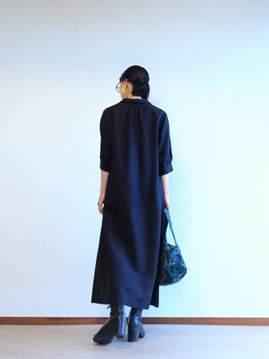 黒リネンワンピース& (5)