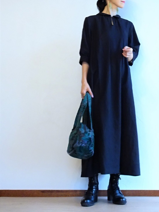黒リネンワンピース& (2)