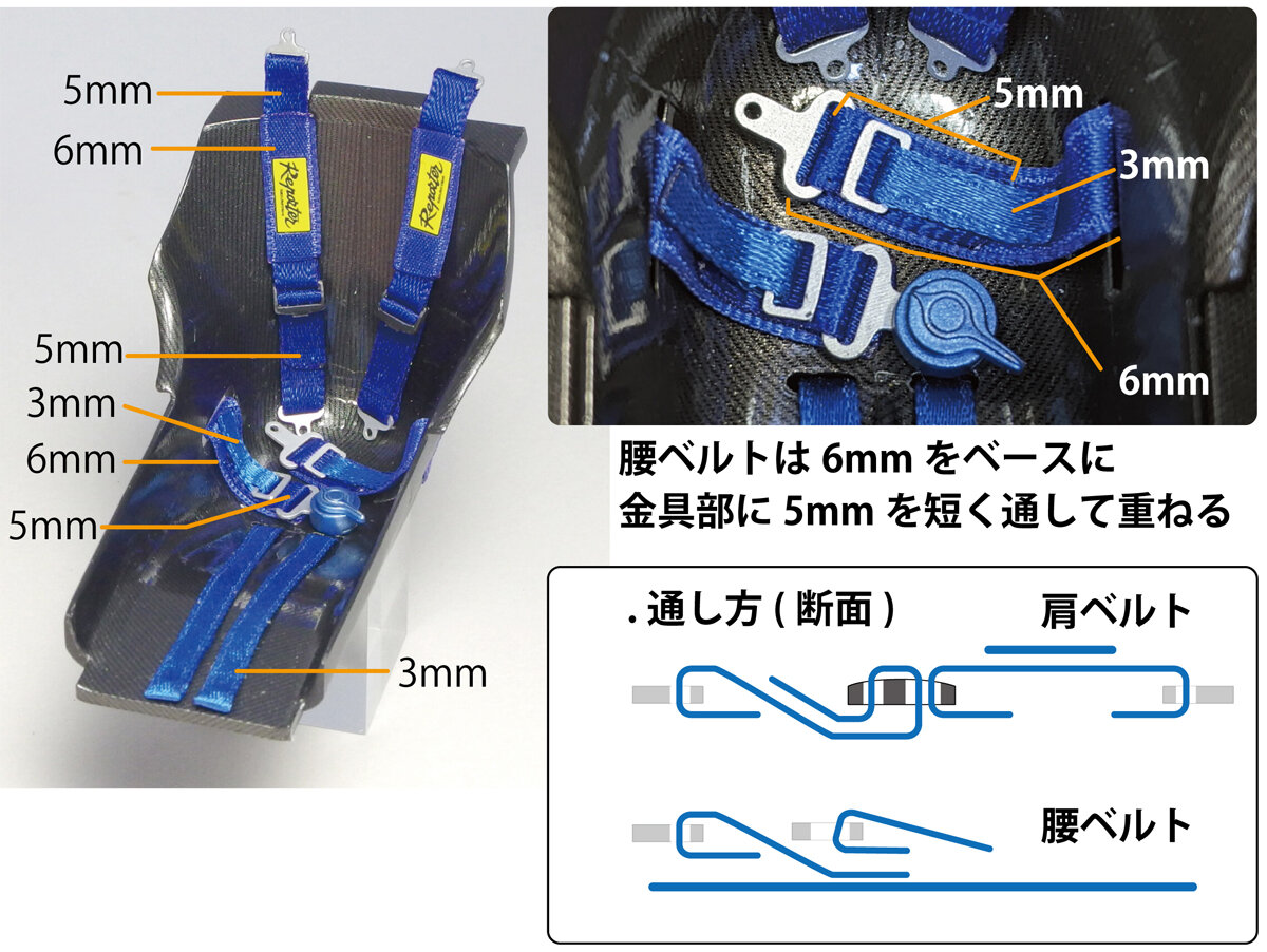 1/12スケール、シートベルトのリボン幅 : nomoken's log