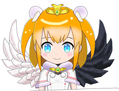 マールちゃん弓座るSD色塗り切り抜き
